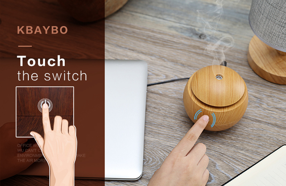 USB Aroma Essential Oil Diffuser Cool Mist Humidifier Air Purifier 7 Colors LED Lamp for Office Home - Brown