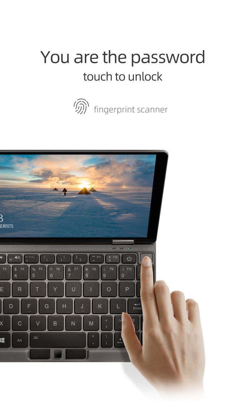 One Netbook One Mix 3S Yoga Pocket Laptop Intel Core i7-8500Y Quad Core 8.4" IPS Screen 2500*1600 Touch ID Windows 10 16GB DDR3 512GB PCI-E SSD - Platinum