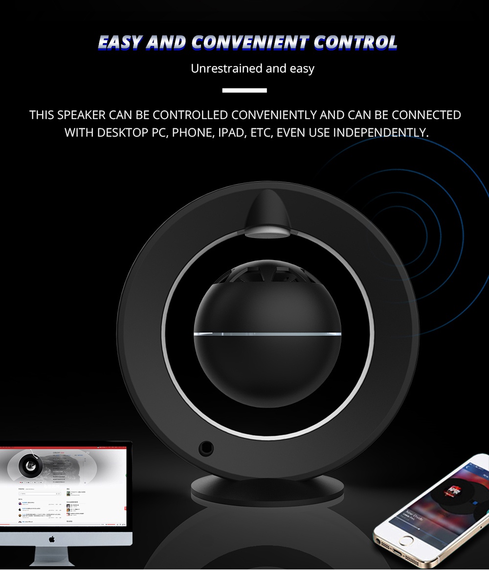 M1 Bluetooth Magnetic Suspension Speaker HD Surround Sound LED Light Base - Copper