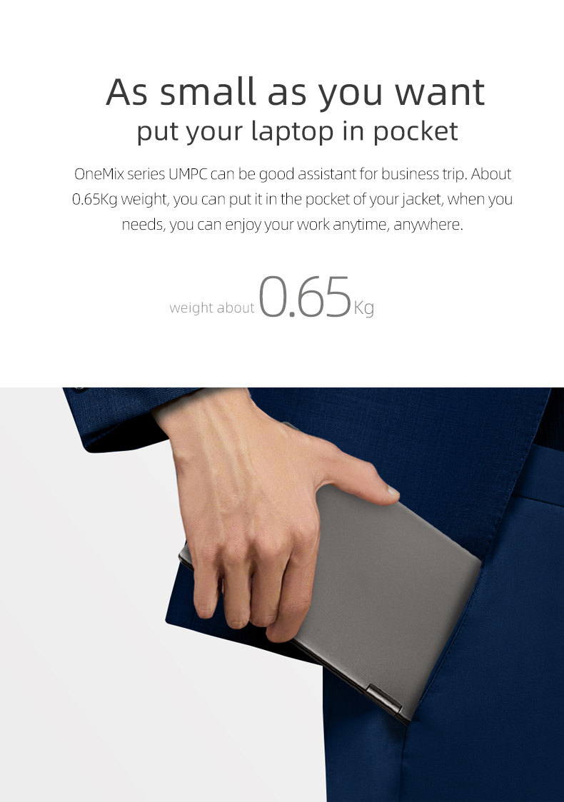 One Netbook One Mix 3S Yoga Pocket Laptop Intel Core i7-8500Y Quad Core 8.4" IPS Screen 2500*1600 Touch ID Windows 10 16GB DDR3 512GB PCI-E SSD - Platinum