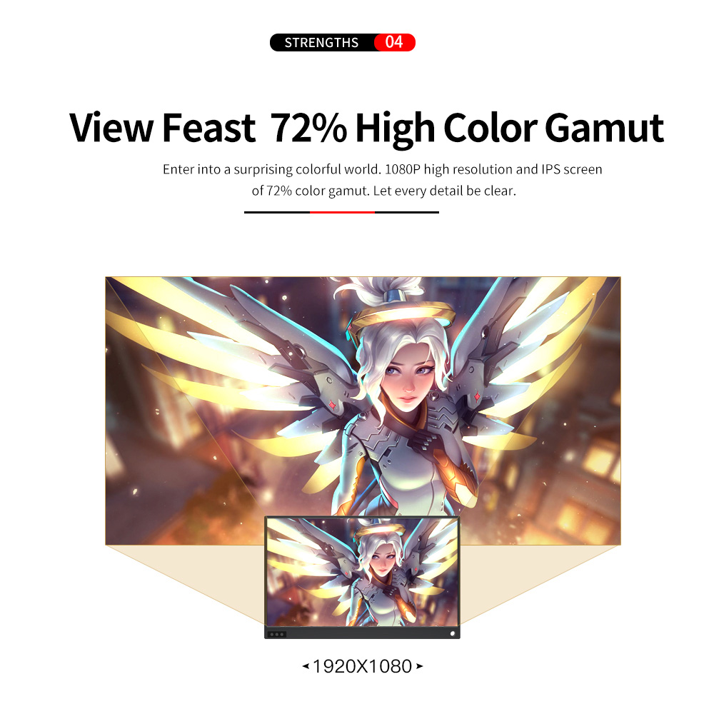 T-bao T15BT Portable Monitor 15.6 inch IPS HD 1920x1080 Touch Screen 3000mAh Battery LED Monitor with Leather Case for PS4/Xbox/Phone - Black