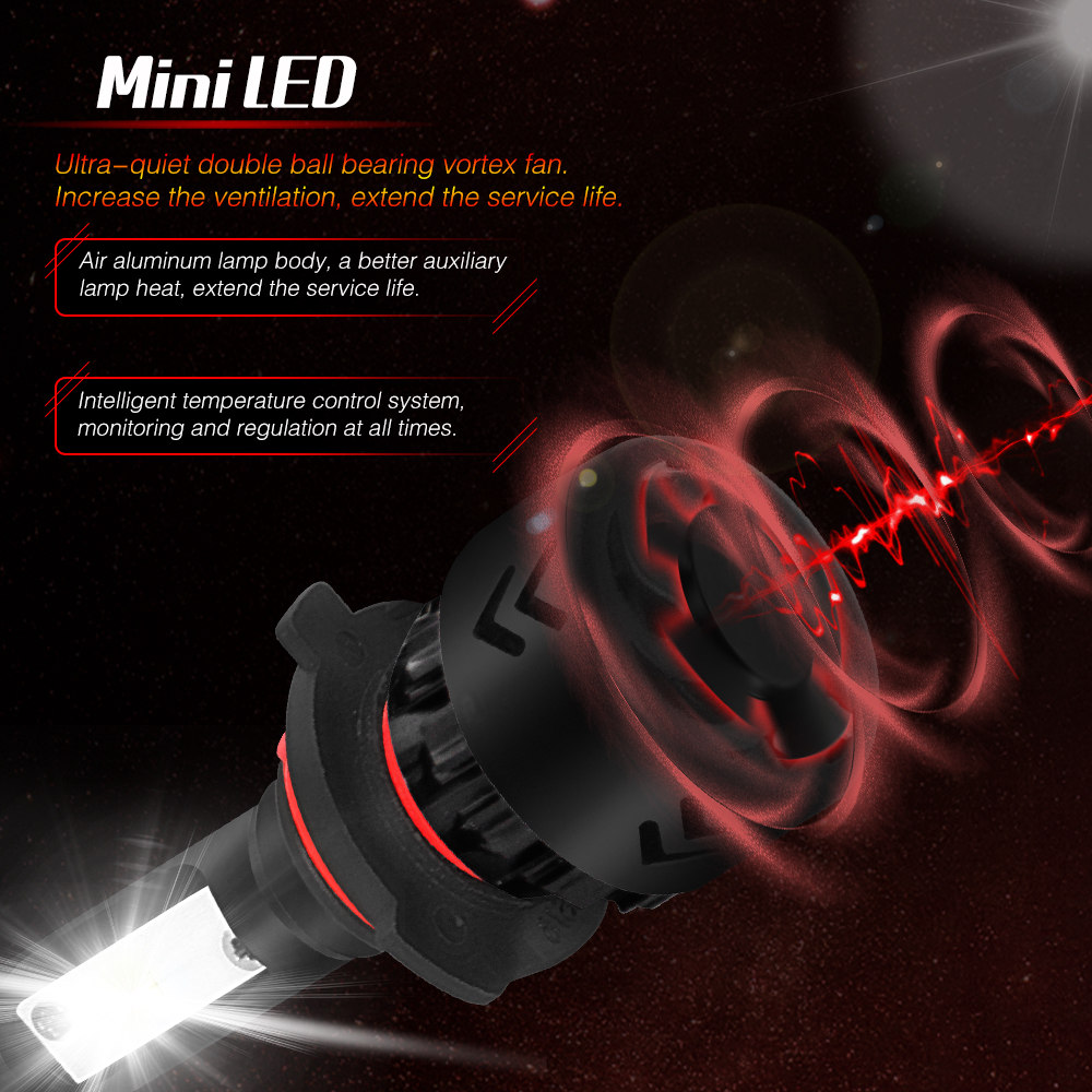 Mini8-HB4/9006 Car LED Headlight Bulb 50W IP68 6000K 9600 Lumens Extremely Bright Chips Conversion Kit