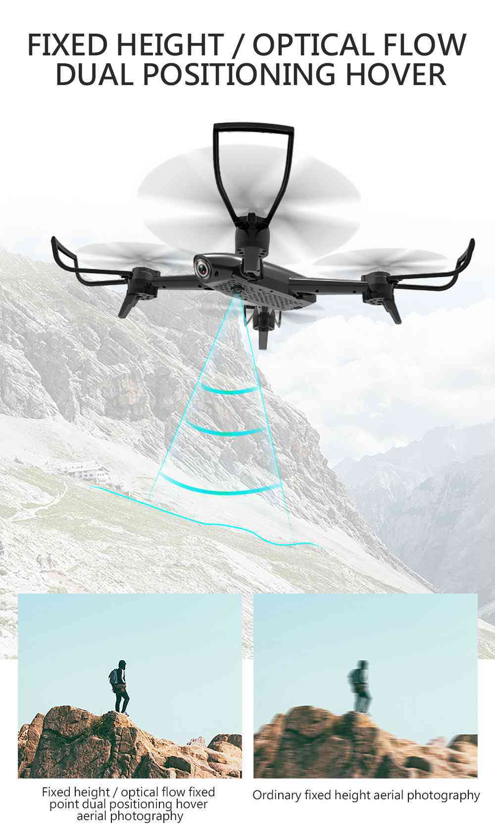 ZLRC SG106 4K WIFI FPV 22mins Flight Time RC Quadcopter With Dual Camera Switchable Optical Flow Positioning RTF - Black