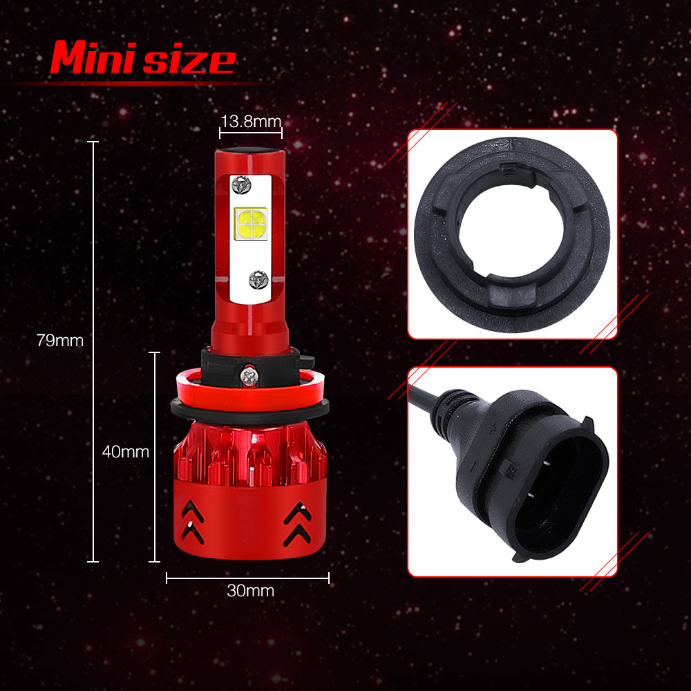 Mini7-H8/H9/H11 Car LED Headlight Bulb 60W IP68 6000K 9600 Lumens Extremely Bright Chips Conversion Kit