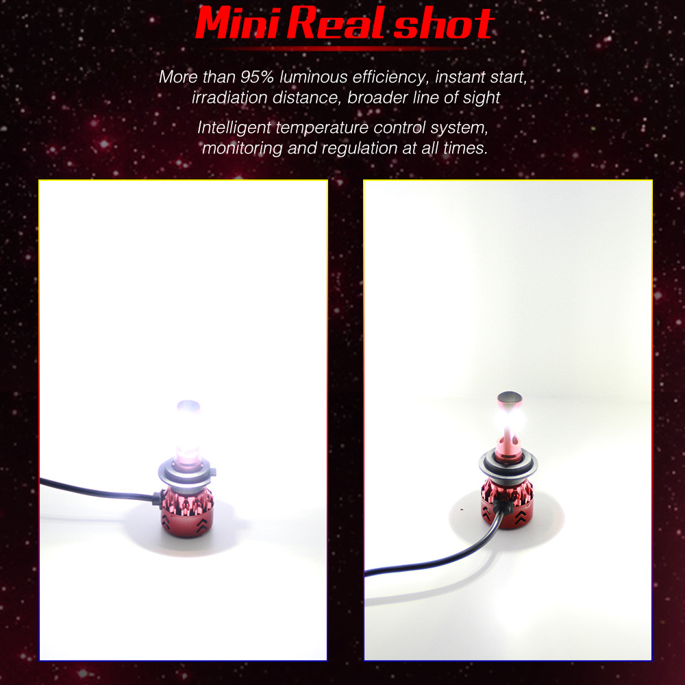 Mini7-H8/H9/H11 Car LED Headlight Bulb 60W IP68 6000K 9600 Lumens Extremely Bright Chips Conversion Kit