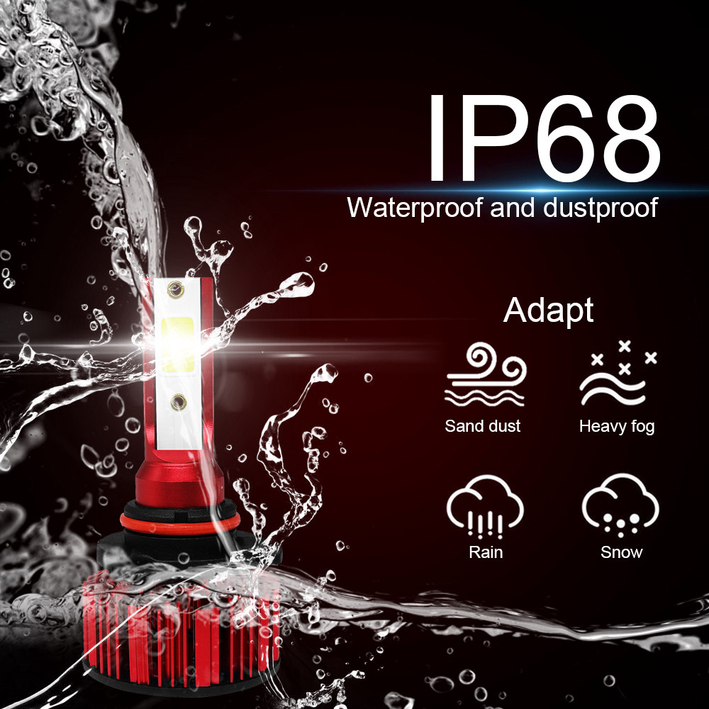 Q1-HB3/9005/H10 Car LED Headlight Bulb 50W IP68 6000K 6000 Lumens Extremely Bright Chips Conversion Kit