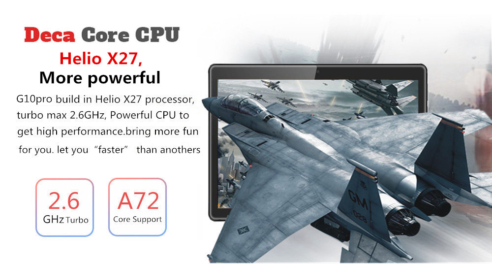 Binai G10Pro 4G Phablet MTK6797X Deca Core 10.1" 1920*1080 IPS 4GB RAM 64GB ROM Android 7.1 - Black