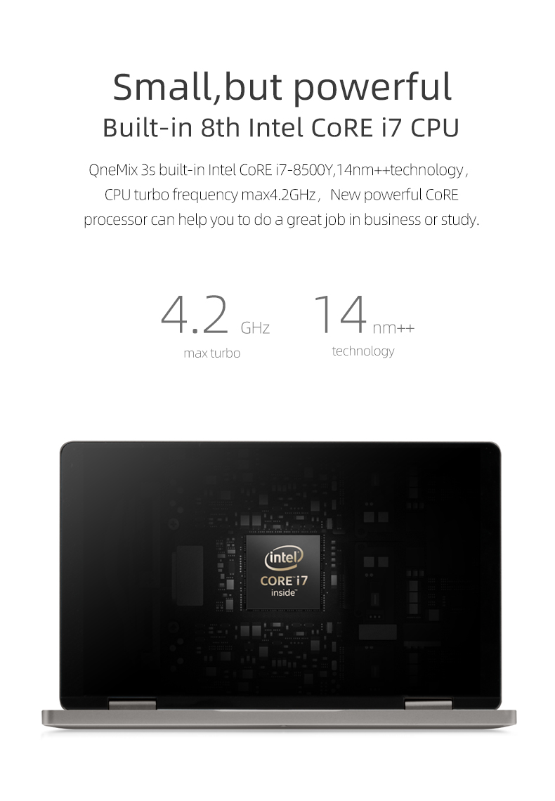 One Netbook One Mix 3S Yoga Pocket Laptop Intel Core i7-8500Y Quad Core 8.4" IPS Screen 2500*1600 Touch ID Windows 10 16GB DDR3 512GB PCI-E SSD - Platinum