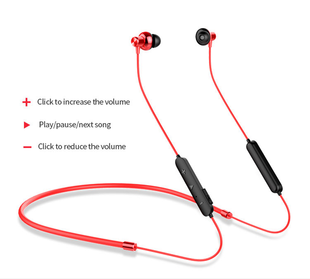 OVEVO X10 Bluetooth 4.2 Sports Wired Earphone 90mAh HIFI Sound with Charging Case 500mAh - Black and Red
