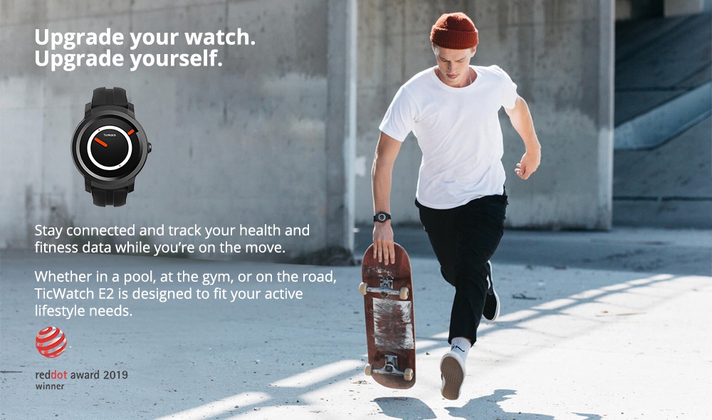 Ticwatch E2 Sports Smartwatch Wear OS by Google 1.39" AMOLED Display 5ATM Water Resistant Built-in GPS 24/7 Hours Heart Rate Monitor - Black