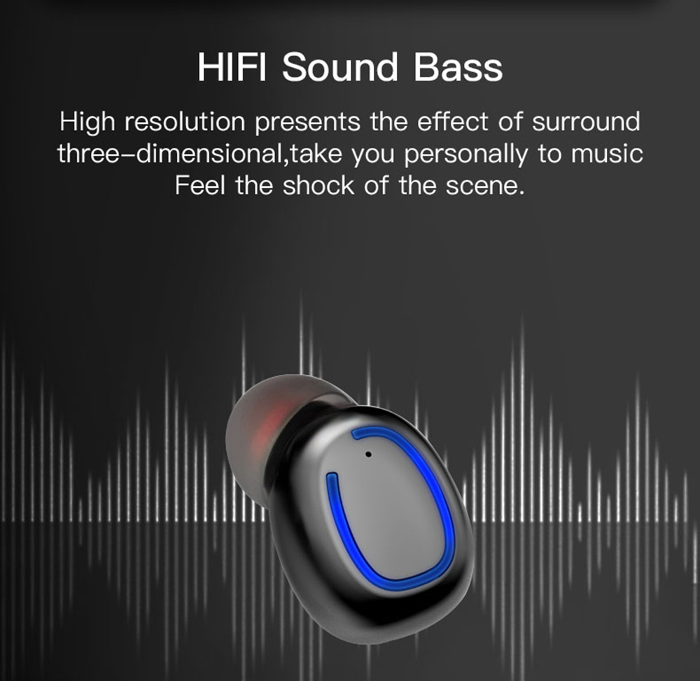 X11 TWS Bluetooth V5.0 IPX6 Wireless Earphones 6D HiFi Surround Sound Touch Control - Black
