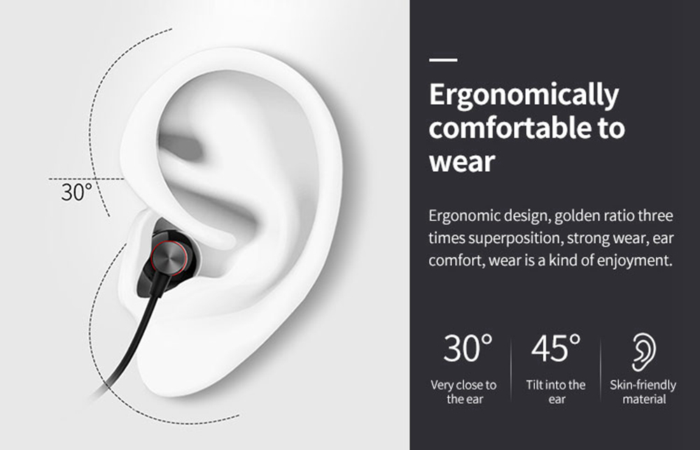 OVEVO X10 Bluetooth 4.2 Sports Wired Earphone 90mAh HIFI Sound with Charging Case 500mAh - Black and Red