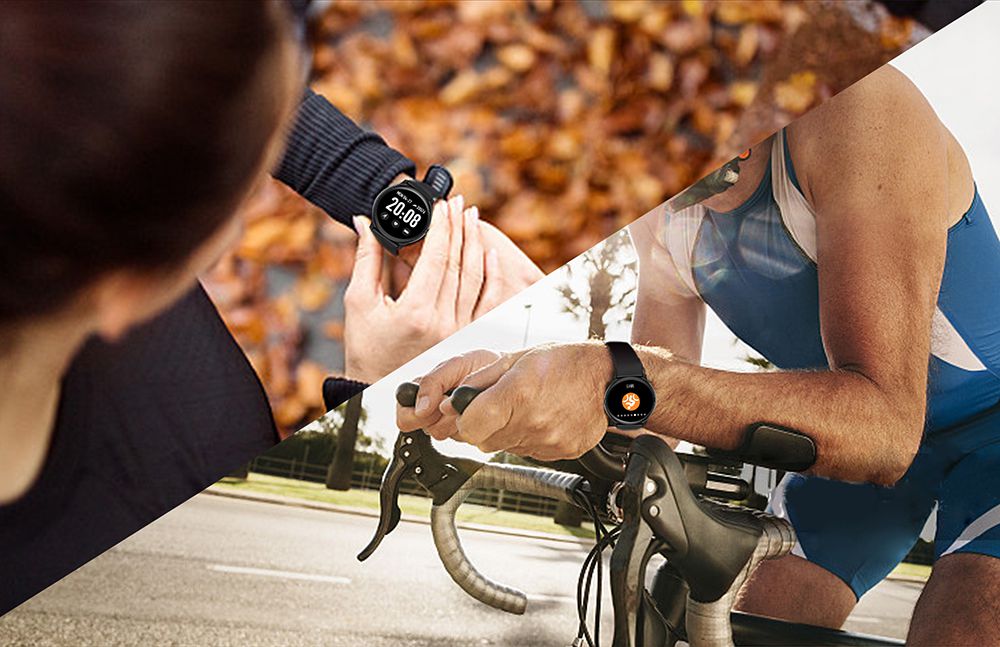 Model-KW19 SmartWatch 1.3 Inch TFT HD Screen IP67 Bluetooth 4.0 Heart Rate Blood Pressure Monitor - Black