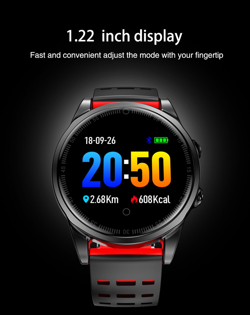 R13 Pro SmartWatch 1.22 Inch IPS Screen IP67 Heart Rate Blood Pressure Monitor Silicon Strap - Silver&Green
