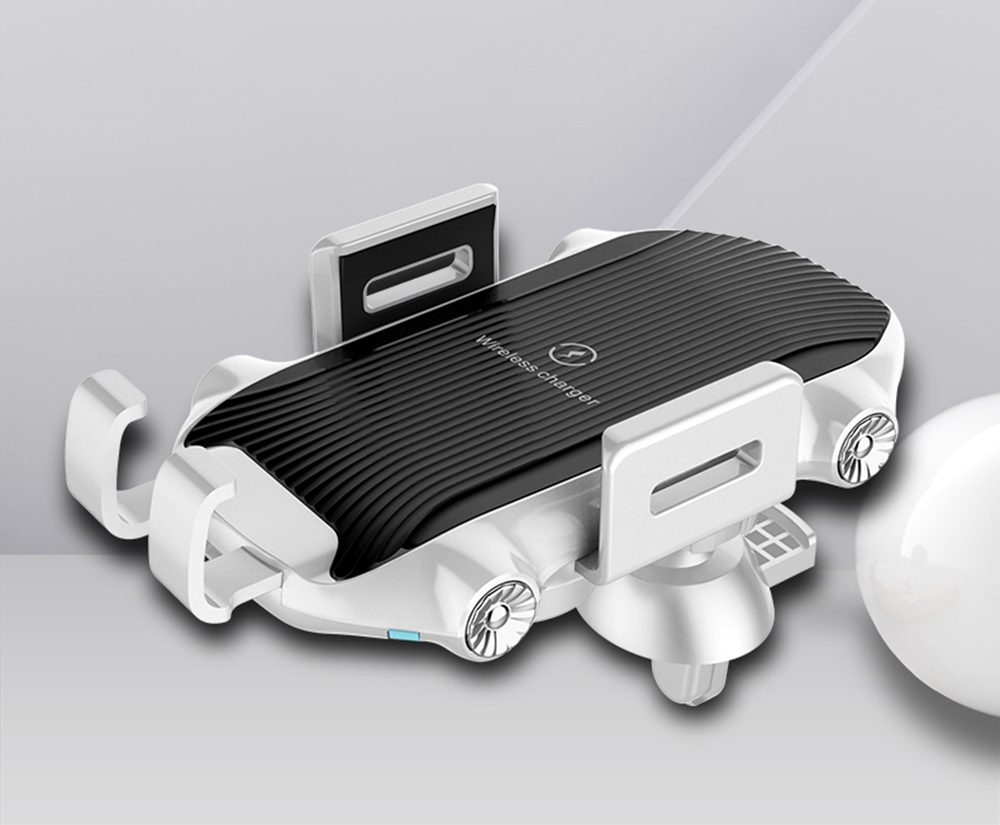 Smart Wireless Car Charger X343 Fast Charging Automatic Clamping Retractable Bracket Air Vent Phone Holder - Black