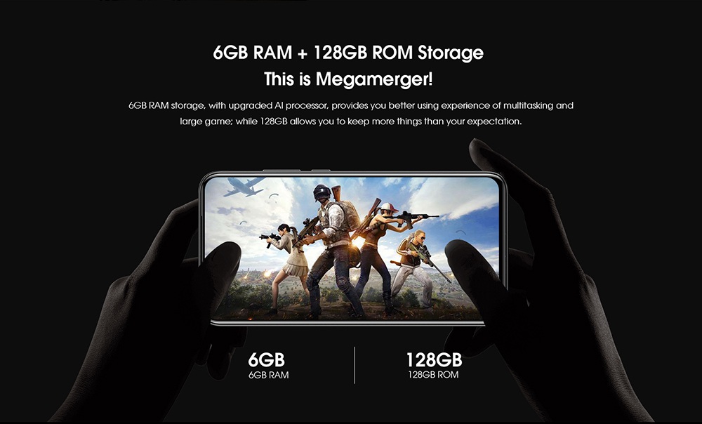 Elephone U2 6.26 Inch 4G LTE Smartphone MT6771T P70 6GB 128GB 16.0MP+5.0MP+2.0MP Three Rear Cameras Android 9.0 - Black