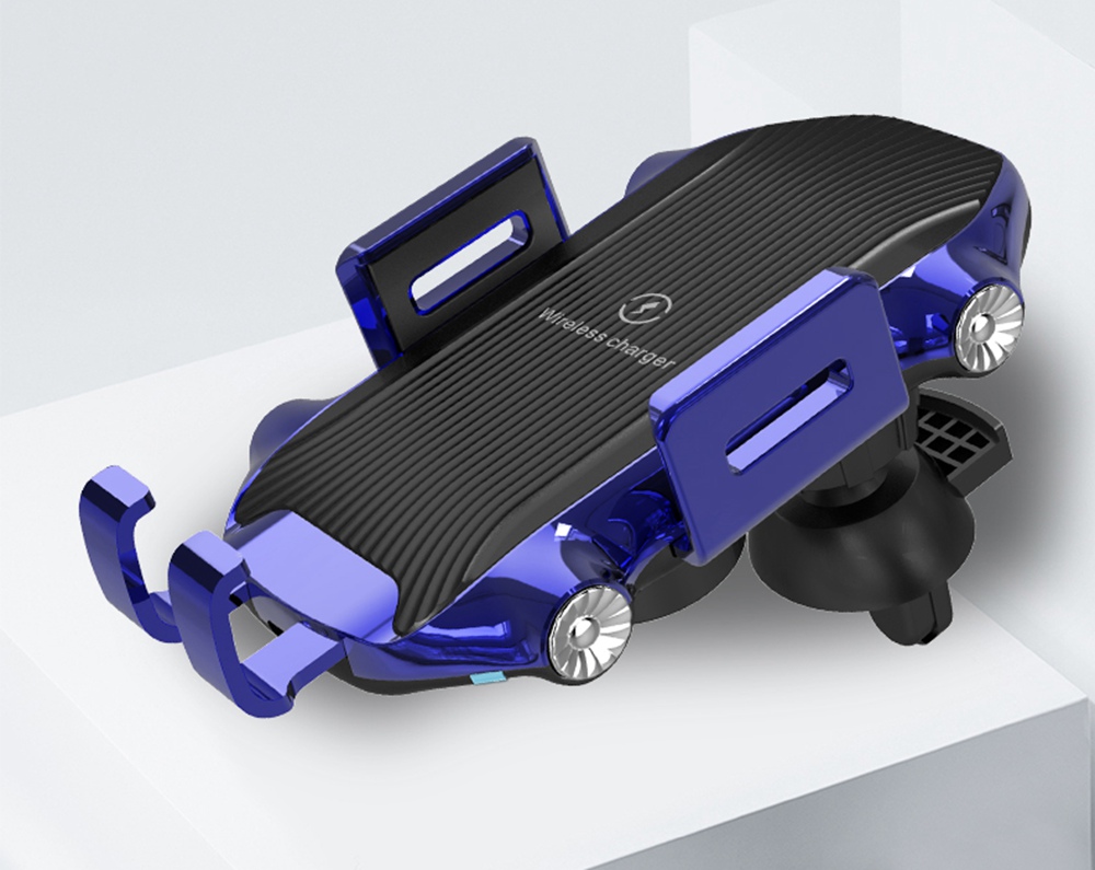 Smart Wireless Car Charger X343 Fast Charging Automatic Clamping Retractable Bracket Air Vent Phone Holder - Black