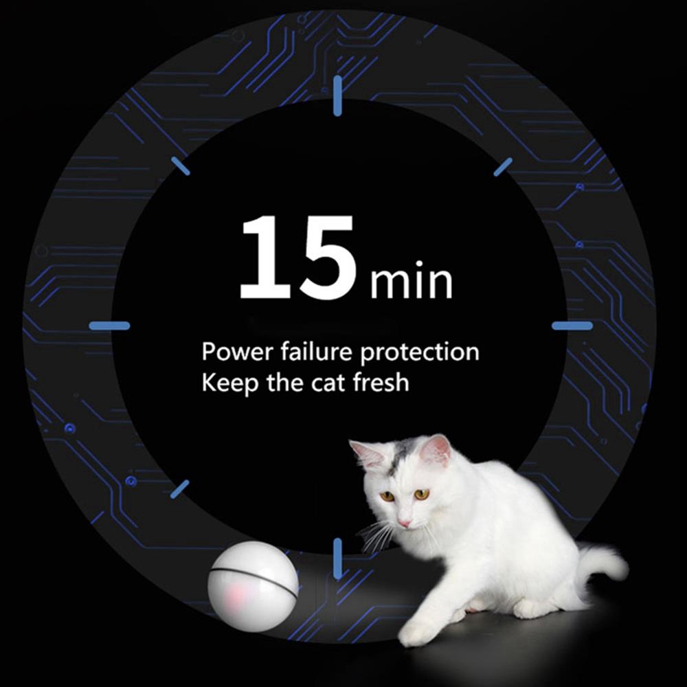 Automatic Cat Teasing LED Flash Rolling Ball for Dogs Cat Toys With 2 pcs Cat Teasing Sticks - White