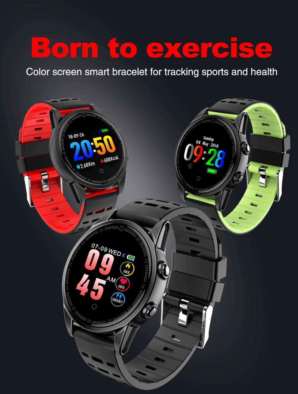 R13 Pro SmartWatch 1.22 Inch IPS Screen IP67 Heart Rate Blood Pressure Monitor Silicon Strap - Silver&Green