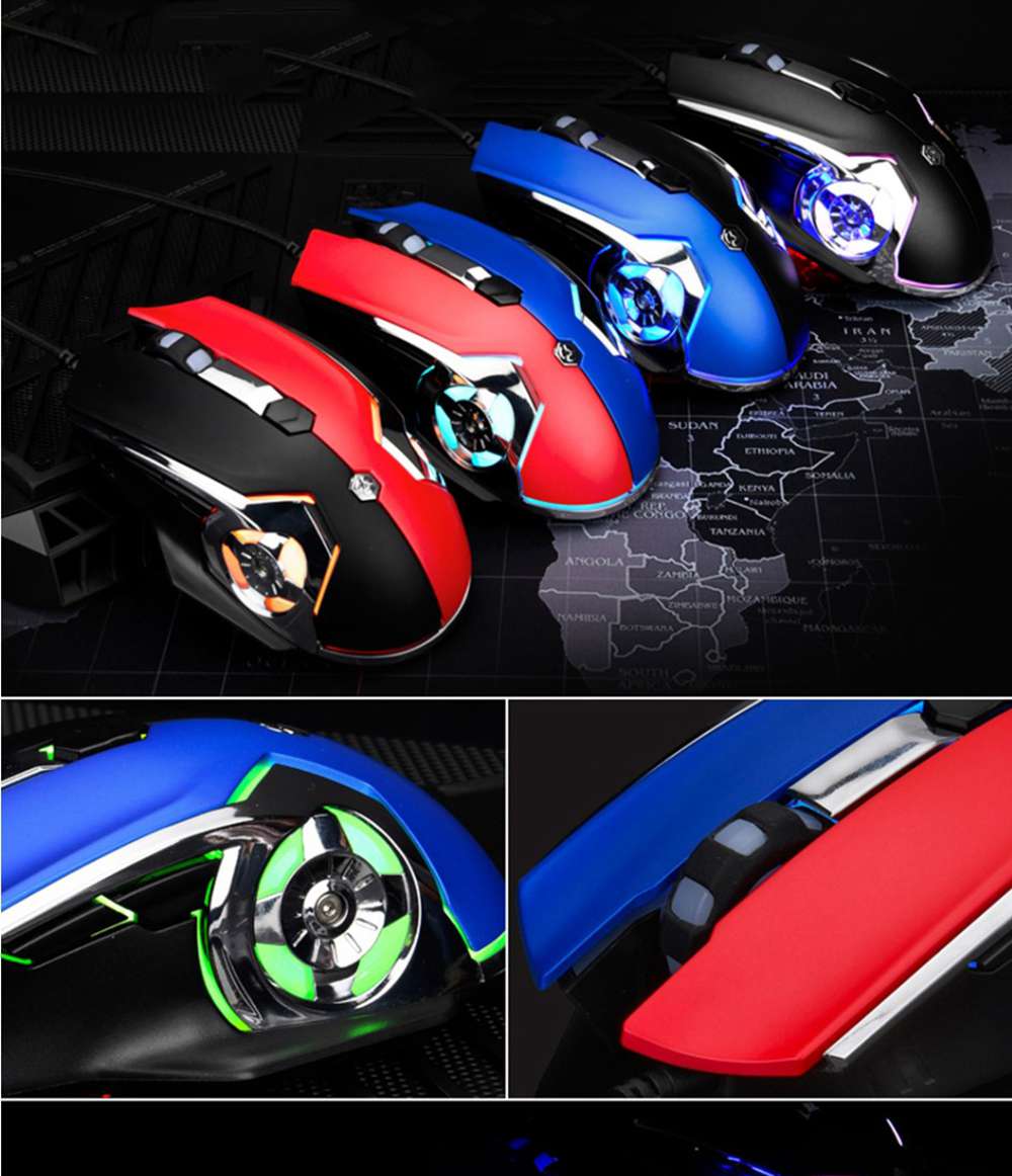 Ajazz AJ120 USB Wired Gaming Mouse 6 Keys Customized Macro Programmable Buttons 3200DPI For Home Office - Black