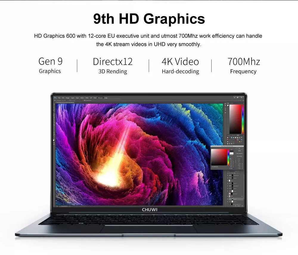 Chuwi Lapbook Pro Laptop Intel Gemini Lake N4100 Quad Core 14.0" IPS 1920*1080 Windows 10 4GB RAM 64GB ROM - Grey
