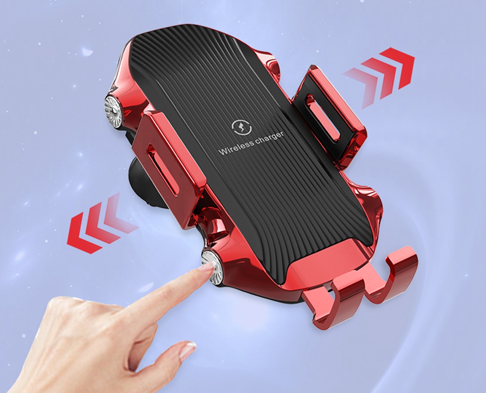 Smart Wireless Car Charger X343 Fast Charging Automatic Clamping Retractable Bracket Air Vent Phone Holder - Black