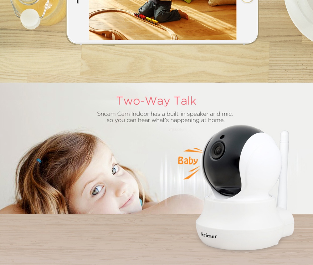 Sricam SP020 720P WiFi IP Camera H.264 CMOS Two-way Audio Night Vision Motion Detection Security Camera -White