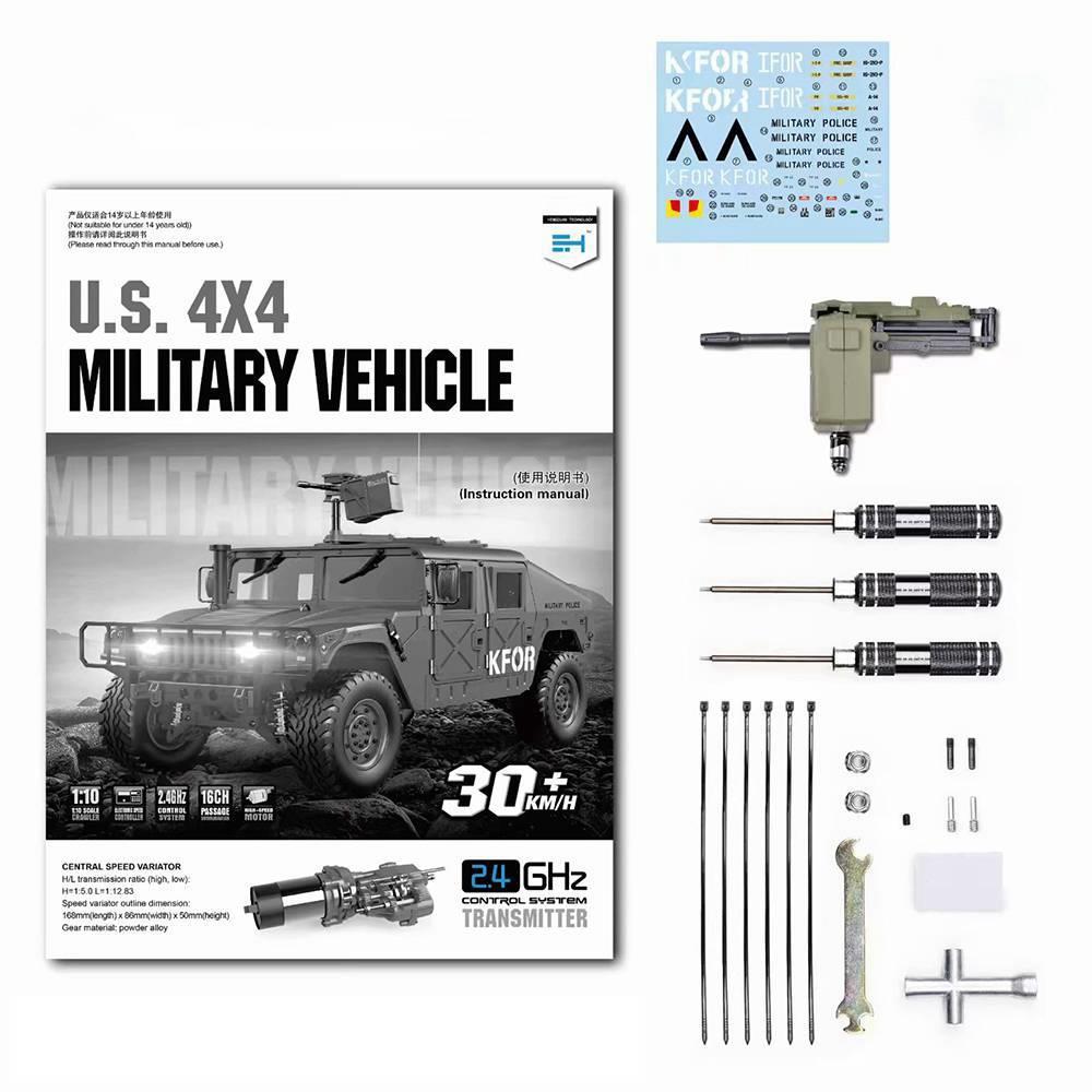 HG P408 1/10 2.4G 4WD U.S.4X4 Military Vehicle Truck RC Car Without Battery Charger RTR - Khaki