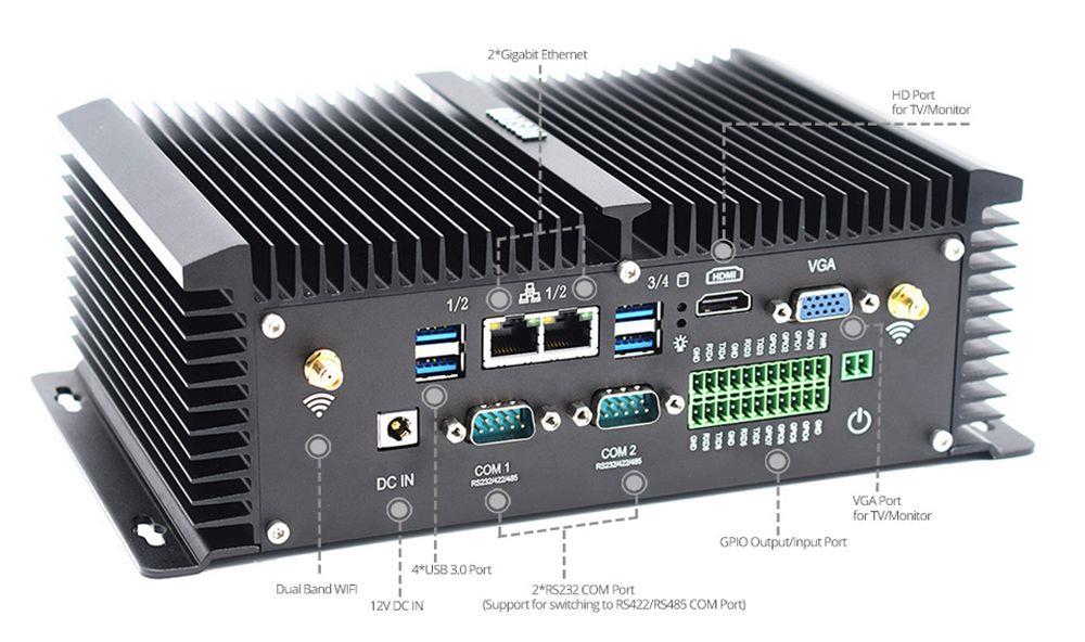 HYSTOU P12 i5-8250U Fanless Mini PC intel core i5-8250U 8G RAM 256G SSD 2.4G+5G WIFI 2*LAN 2*COM 8*USB HDMI+VGA