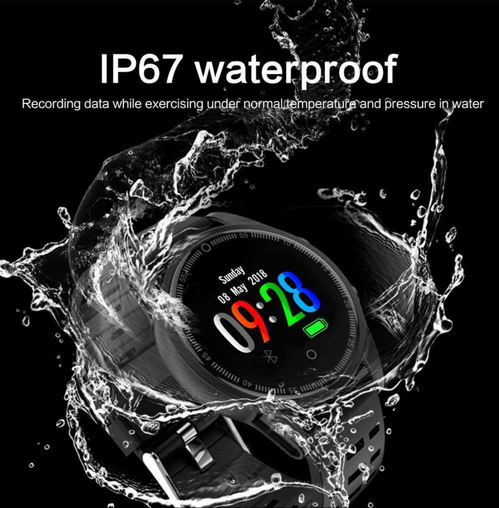 R13 Pro SmartWatch 1.22 Inch IPS Screen IP67 Heart Rate Blood Pressure Monitor Silicon Strap - Silver&Green