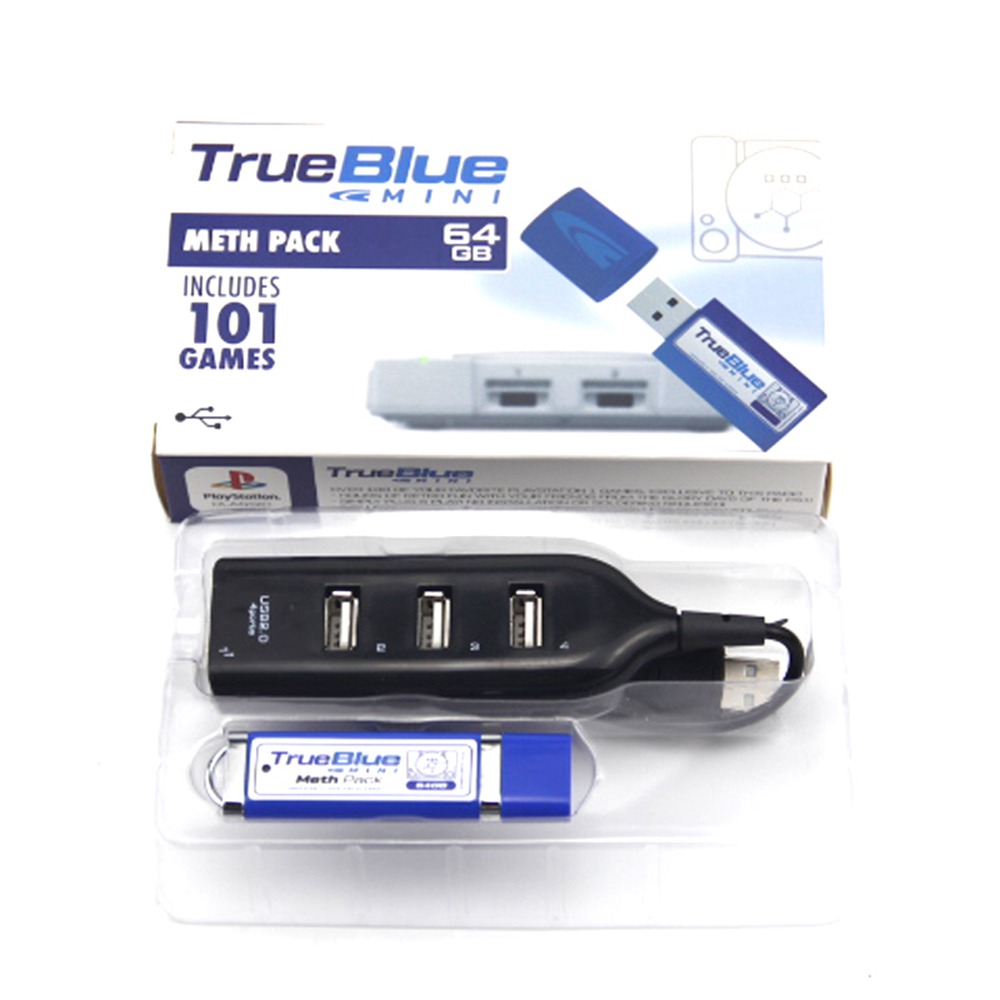True Blue Mini 101 Games Crackhead Pack 64GB for PlayStation Classic Games Accessories