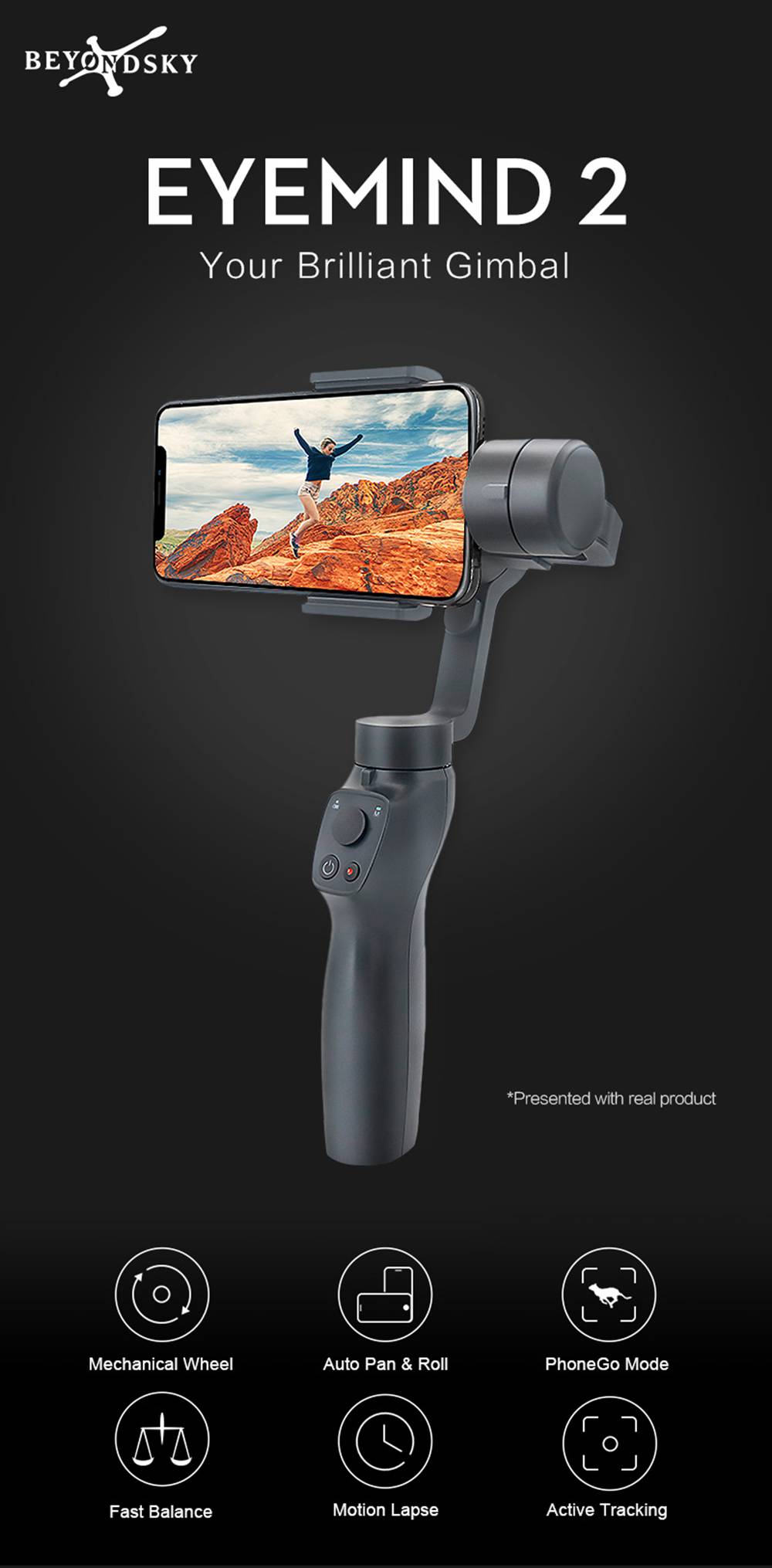 BEYONDSKY EYEMIND 2 3-Axis Mobile FPV Handheld Gimbal Stabilizer With Mechanical Wheel Auto Pan & Roll