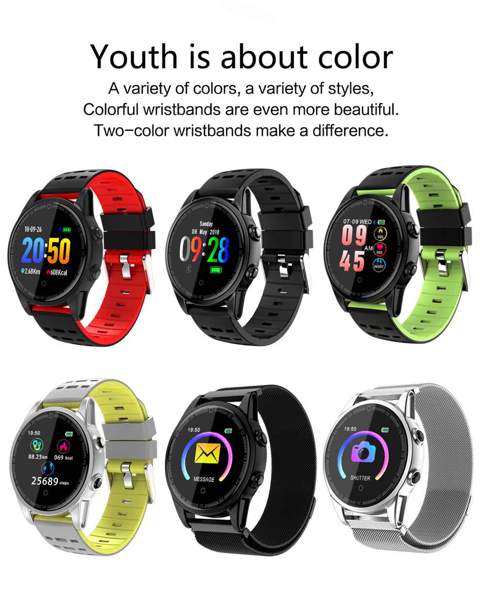 R13 Pro SmartWatch 1.22 Inch IPS Screen IP67 Heart Rate Blood Pressure Monitor Silicon Strap - Silver&Green