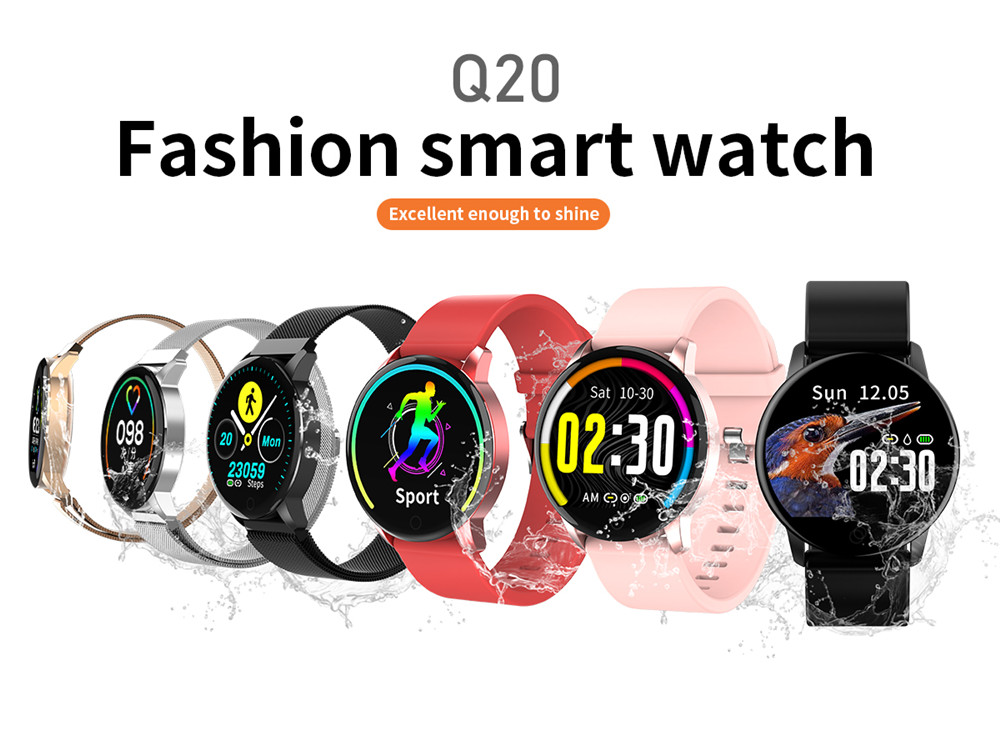 Makibes Q20 Smartwatch Blood Pressure Monitor 1.22 Inch IPS Screen IP67 Water Resistant Heart Rate Sleep Tracker Silicon Strap - Black