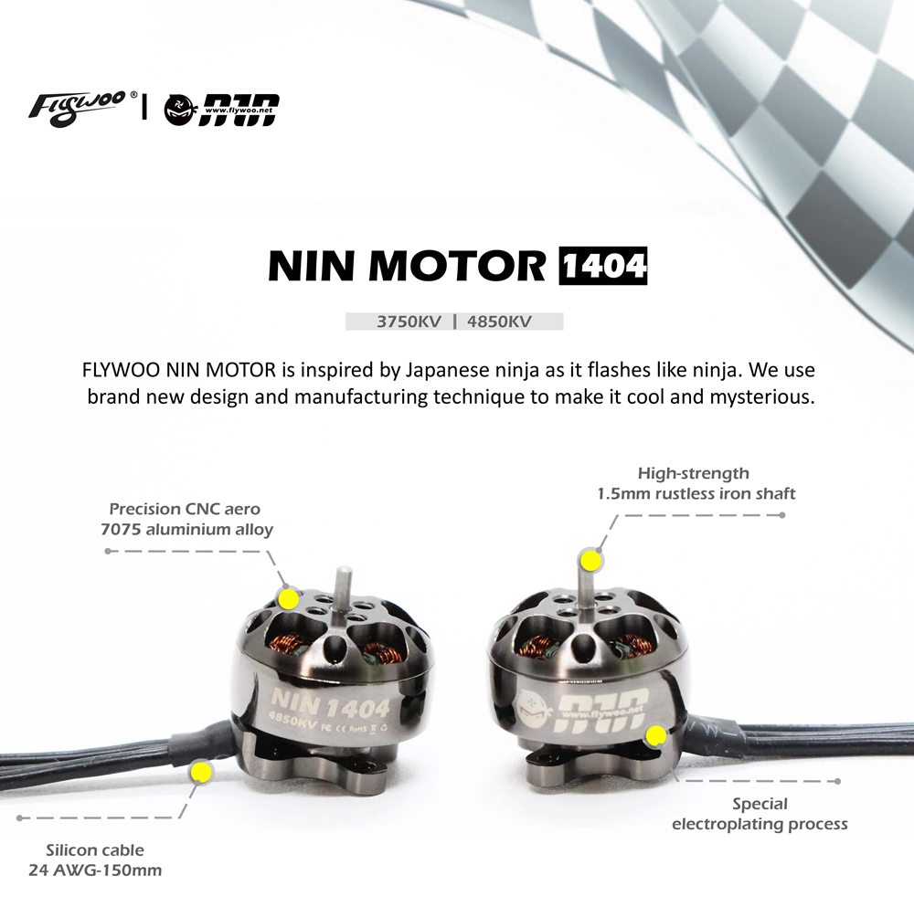 Flywoo NIN 1404 4850KV 2-4S Brushless Motor For FPV Racing RC Drone