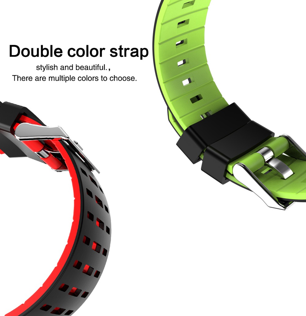 R13 Pro SmartWatch 1.22 Inch IPS Screen IP67 Heart Rate Blood Pressure Monitor Silicon Strap - Silver&Green