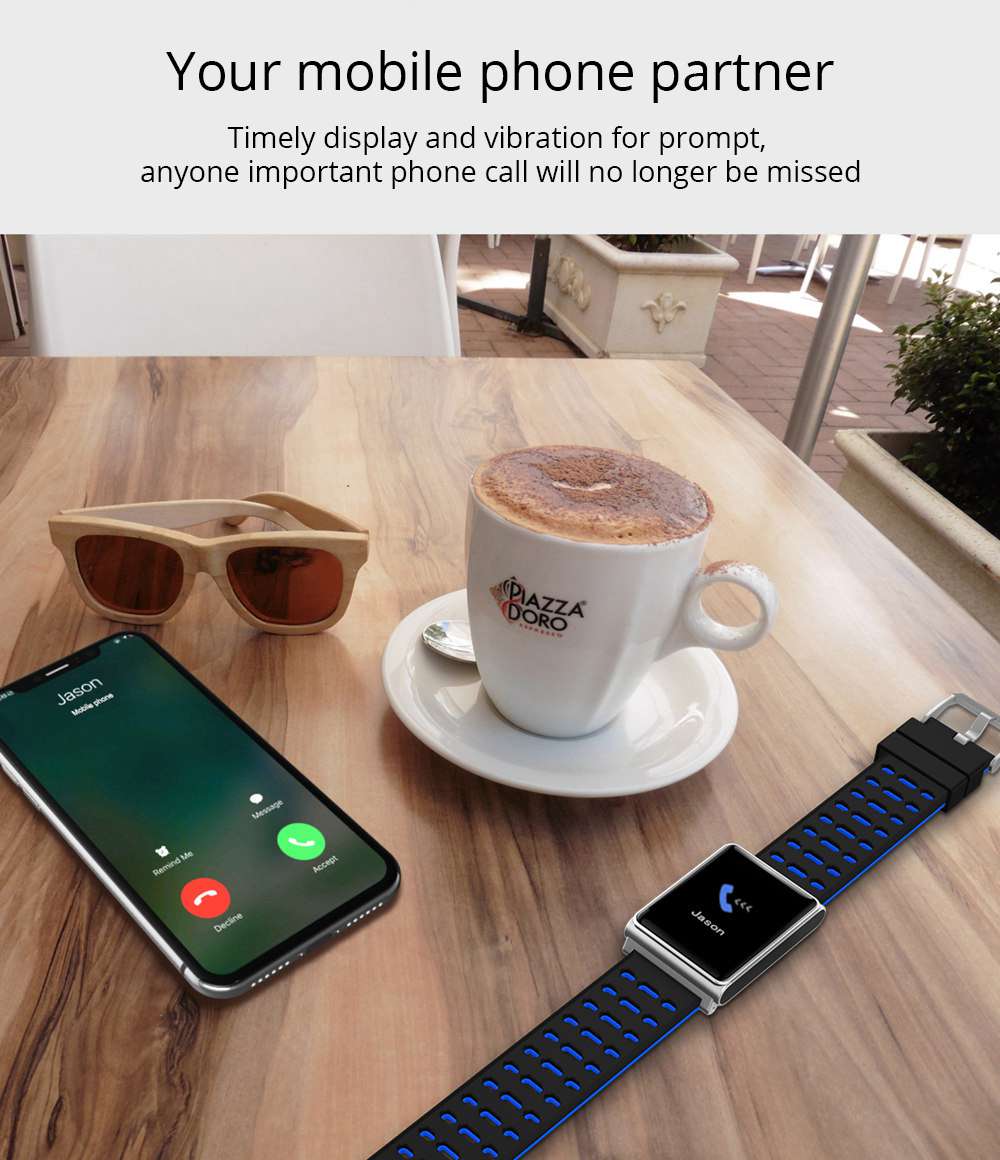 Makibes CK02 Smartwatch 1.3 Inch TFT Screen Fitness Tracker Blood Pressure Heart Rate Monitor IP67 Waterproof - Black