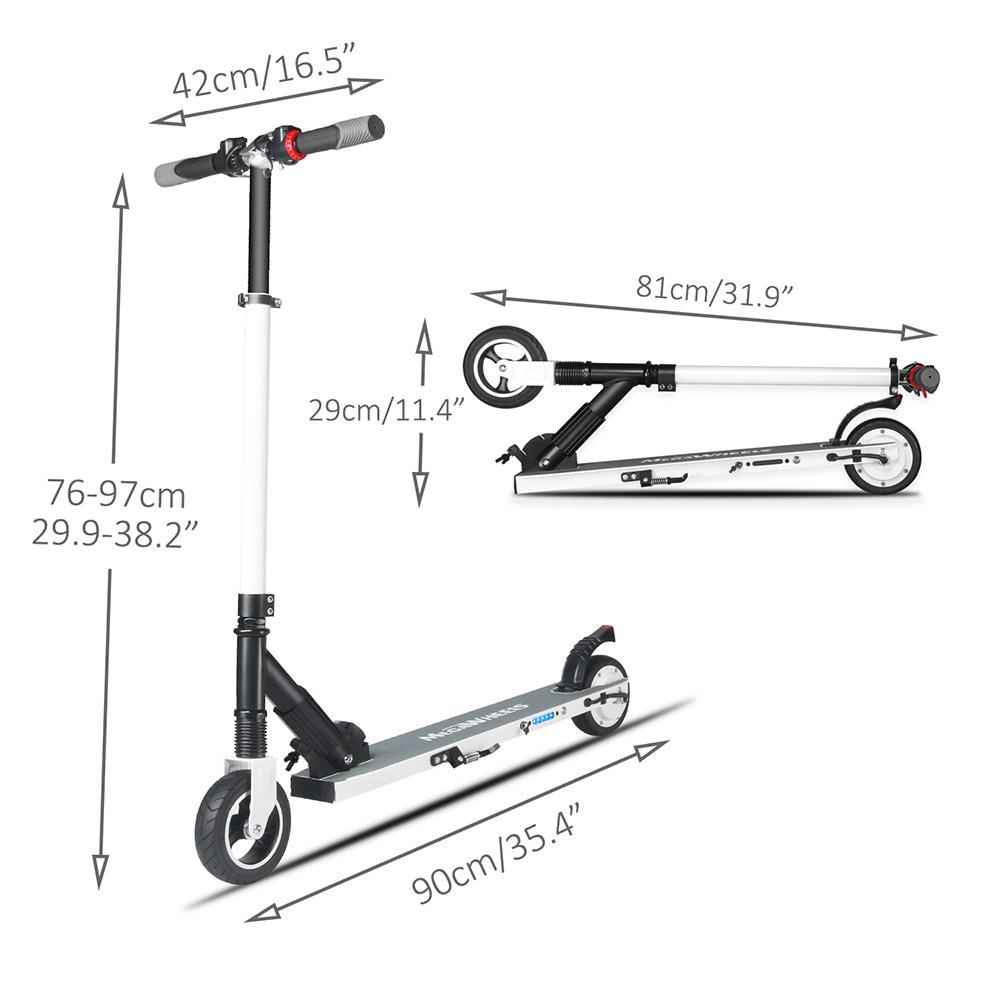 Megawheels S1-2 Portable Folding Electric Scooter 250W Motor 5.0 Ah - BLACK