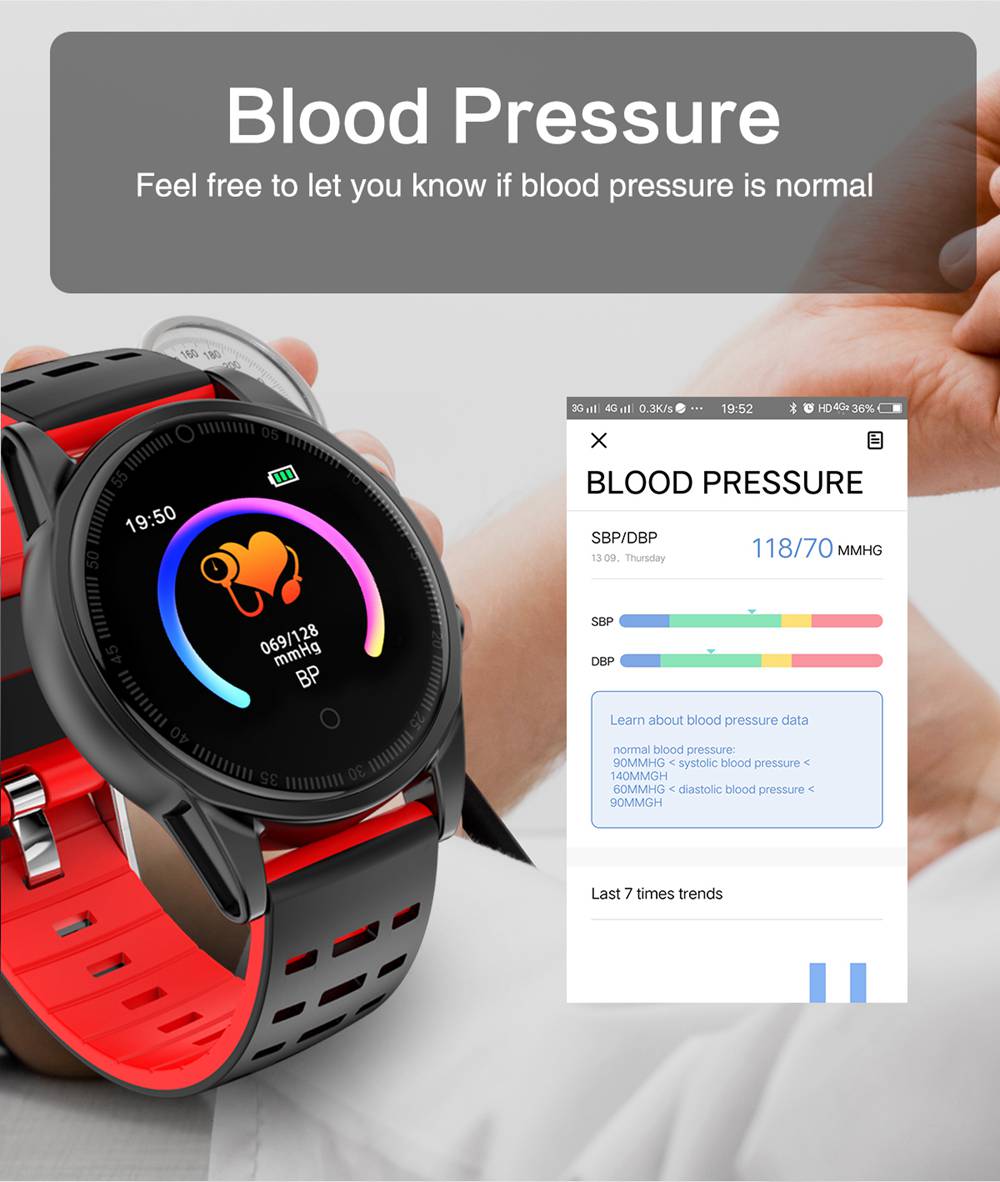 R13 Pro SmartWatch 1.22 Inch IPS Screen IP67 Heart Rate Blood Pressure Monitor Silicon Strap - Silver&Green