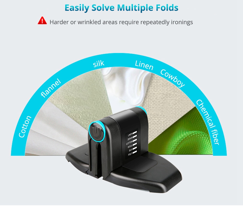 Mini Travel Portable Handheld Iron Electric Foldable Hanging Clothes - Black