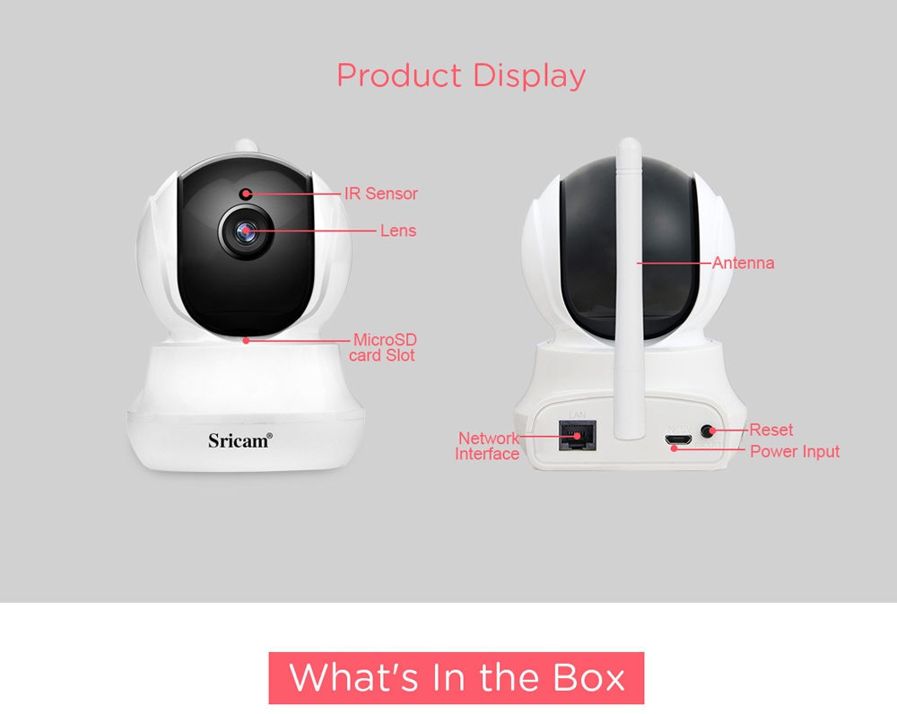 Sricam SP020 720P WiFi IP Camera H.264 CMOS Two-way Audio Night Vision Motion Detection Security Camera -White