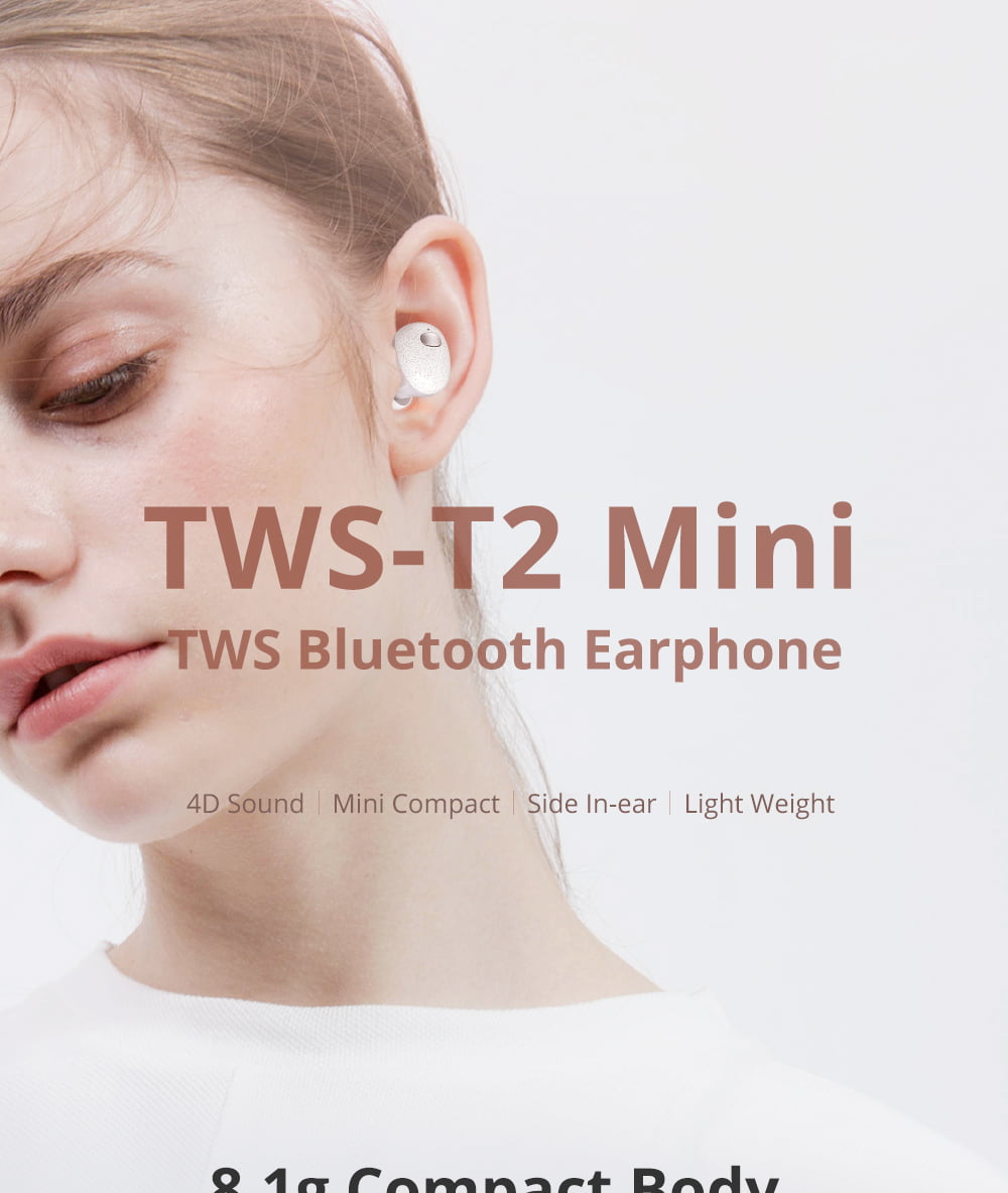 T2 Bluetooth 5.0 TWS Earphones With Charging Case Realtek SoC Button Control