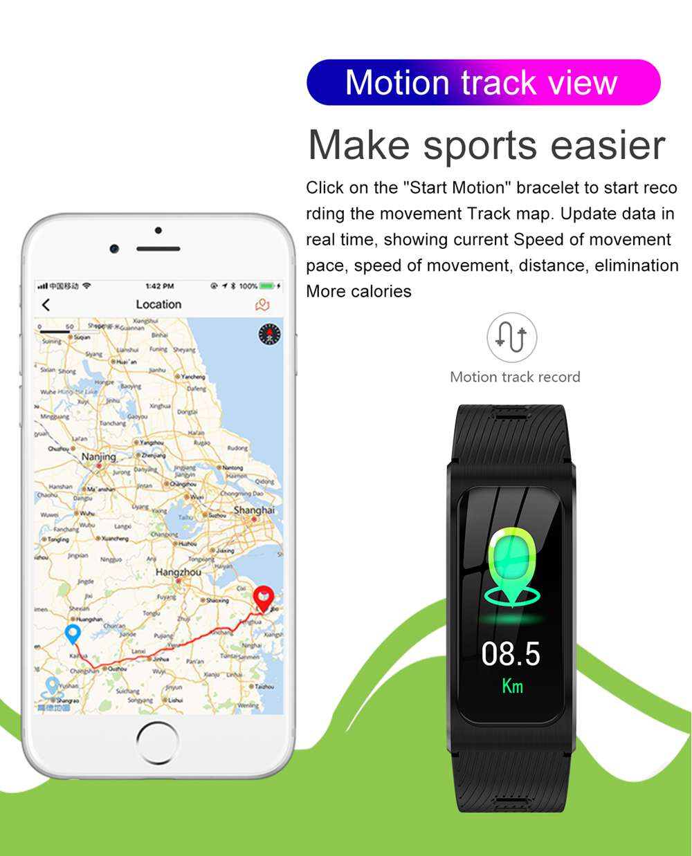 Makibes AK12 Smart Bracelet 1.14 Inches Screen IP68 Water Resistant Heart Rate Blood Pressure Monitor Fitness Tracker Silicone Strap - Black