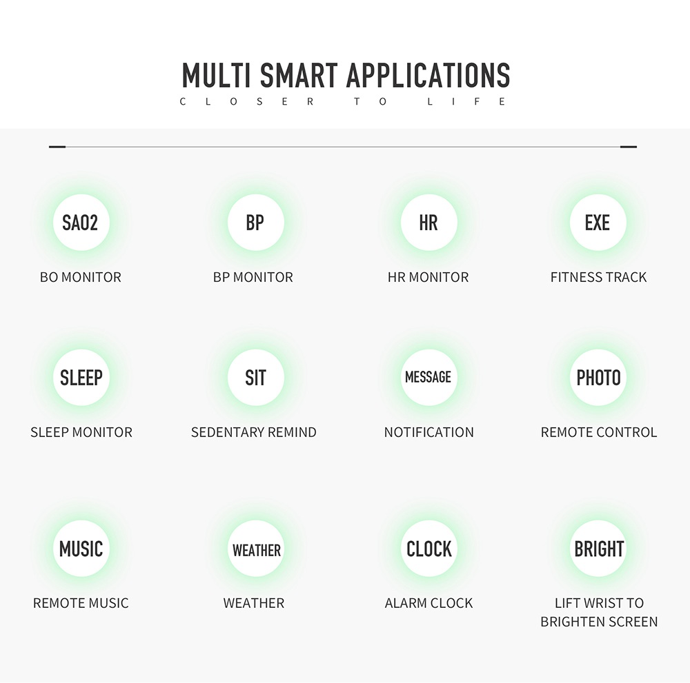 Model-KW19 SmartWatch 1.3 Inch TFT HD Screen IP67 Bluetooth 4.0 Heart Rate Blood Pressure Monitor - Black