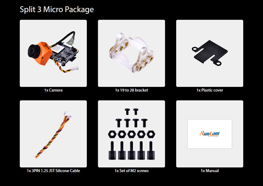 Runcam Split 3 Micro 1080P/60fps 165 Degree HD Recording DVR WDR MINI FPV Camera For FPV Racing RC Drone