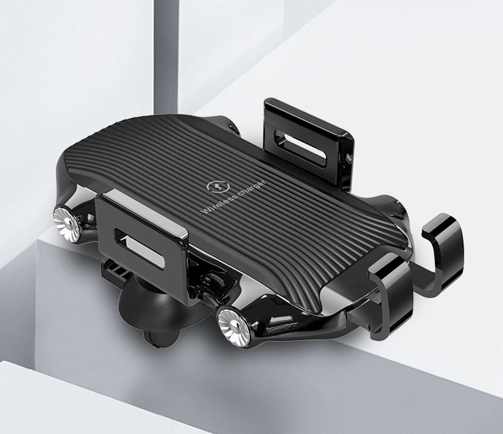 Smart Wireless Car Charger X343 Fast Charging Automatic Clamping Retractable Bracket Air Vent Phone Holder - Black