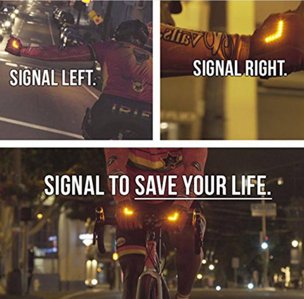 LED Intelligent Turn Light-emitting Cycling Gloves Outdoor Sports Shock Absorbing Gloves Size L - Black