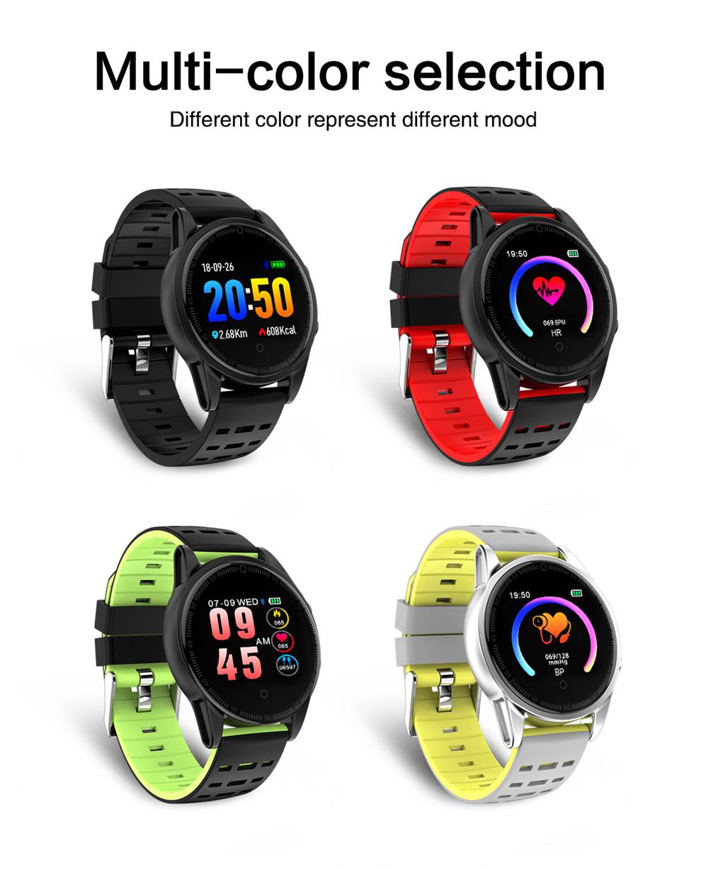R13 Pro SmartWatch 1.22 Inch IPS Screen IP67 Heart Rate Blood Pressure Monitor Silicon Strap - Silver&Green