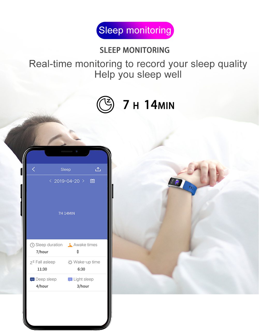 Makibes AK12 Smart Bracelet 1.14 Inches Screen IP68 Water Resistant Heart Rate Blood Pressure Monitor Fitness Tracker Silicone Strap - Black
