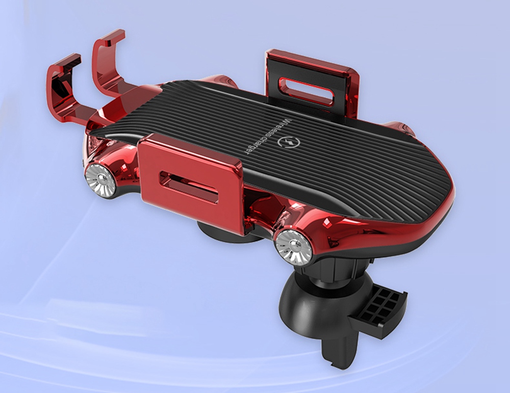 Smart Wireless Car Charger X343 Fast Charging Automatic Clamping Retractable Bracket Air Vent Phone Holder - Black